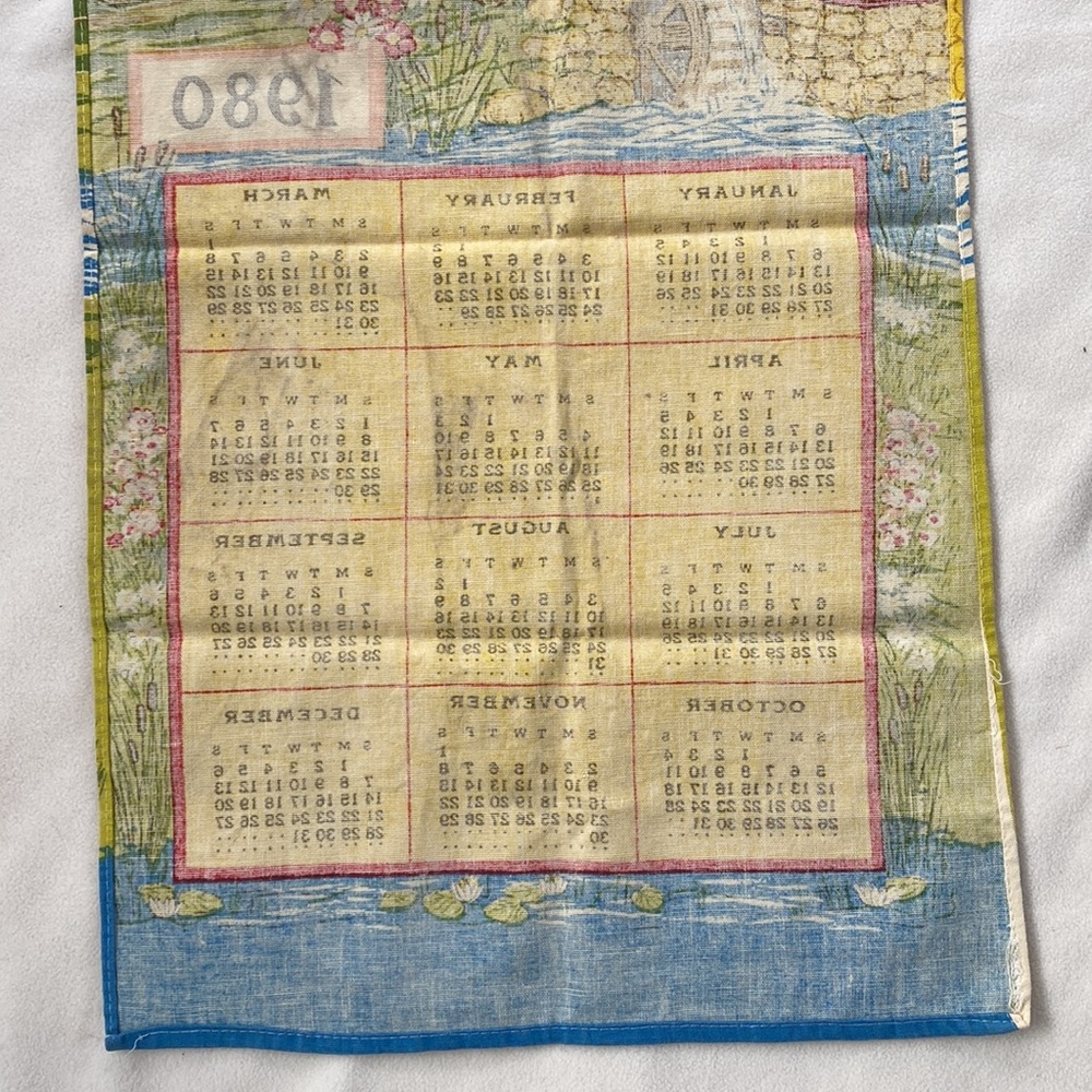 Kitchen Towel 1980 Calendar Linen Type Vintage - Picture 5 of 5